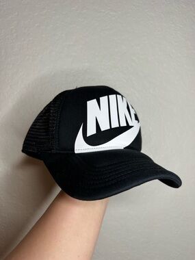 Nike Black Cap with White Swoosh Logo